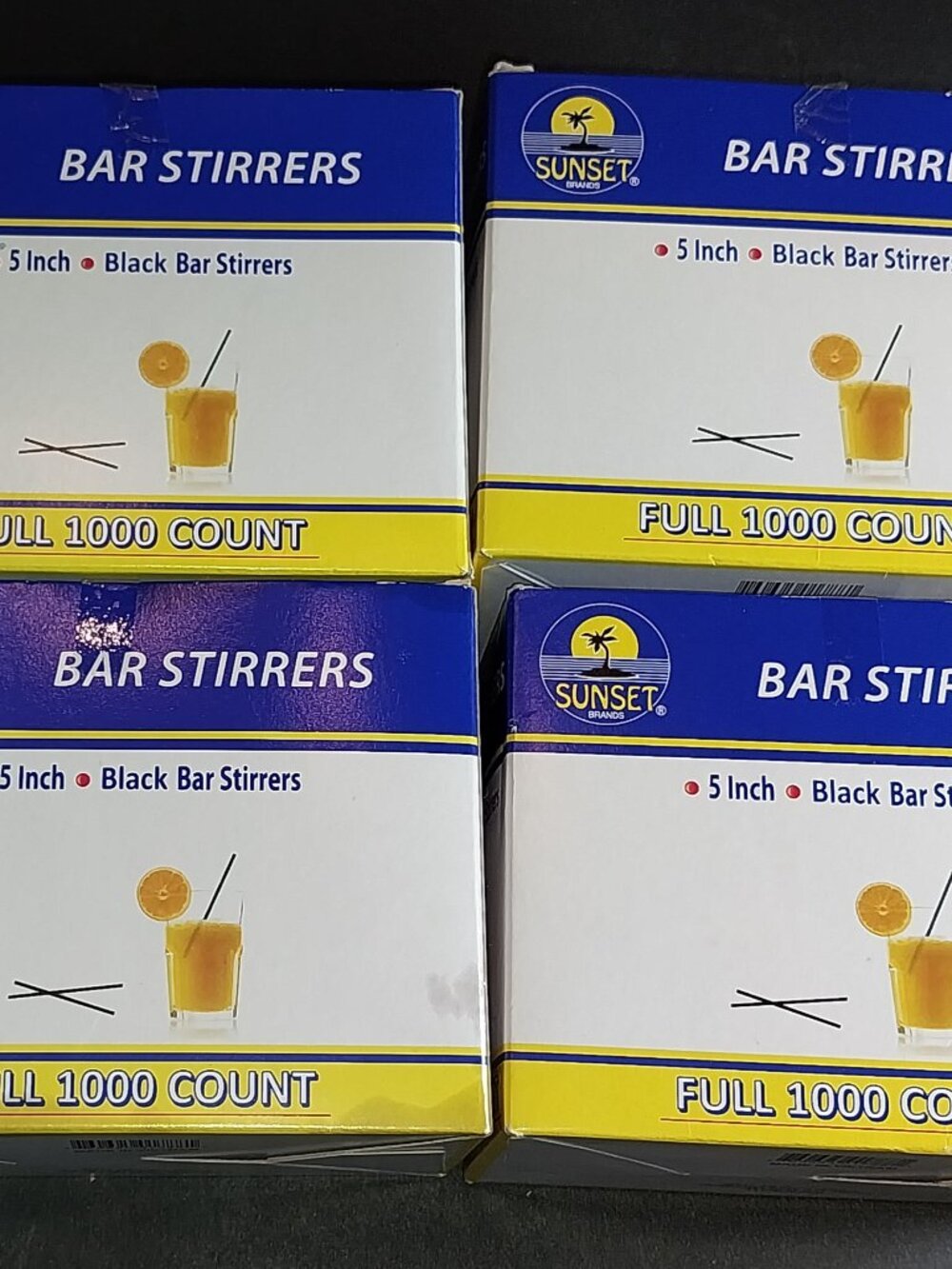 1000 Count 5" Cocktail Coffee Plastic Stirrers Bar Drink Straws Black by Sunset